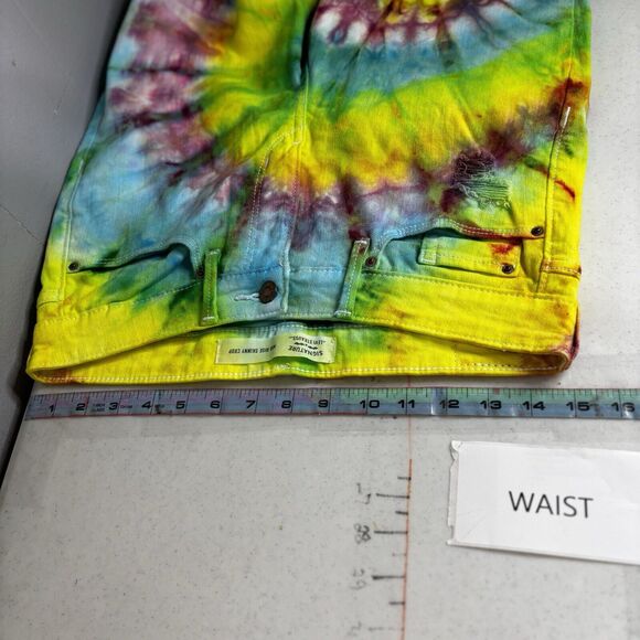 Signature by Levi Strauss Mid Rise Skinny Crop Jeans 8 Tie Dye Distressed Y2K - Picture 5 of 14